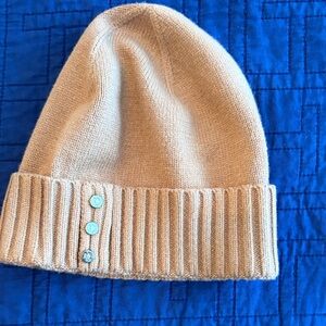 Ralph Lauren Tan Knit Beanie with Button Detail